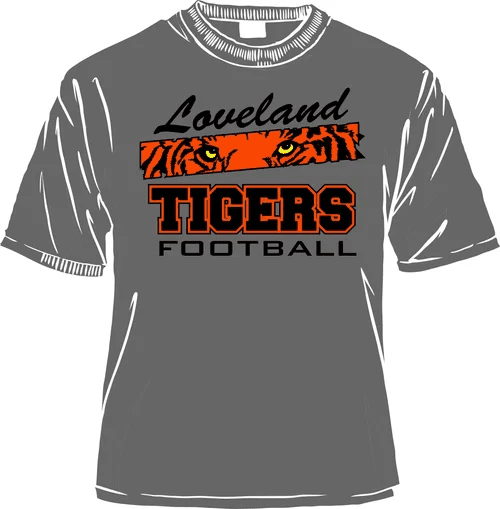 Loveland Tigers custom spirit wear shirt printed by Loveland Graphix